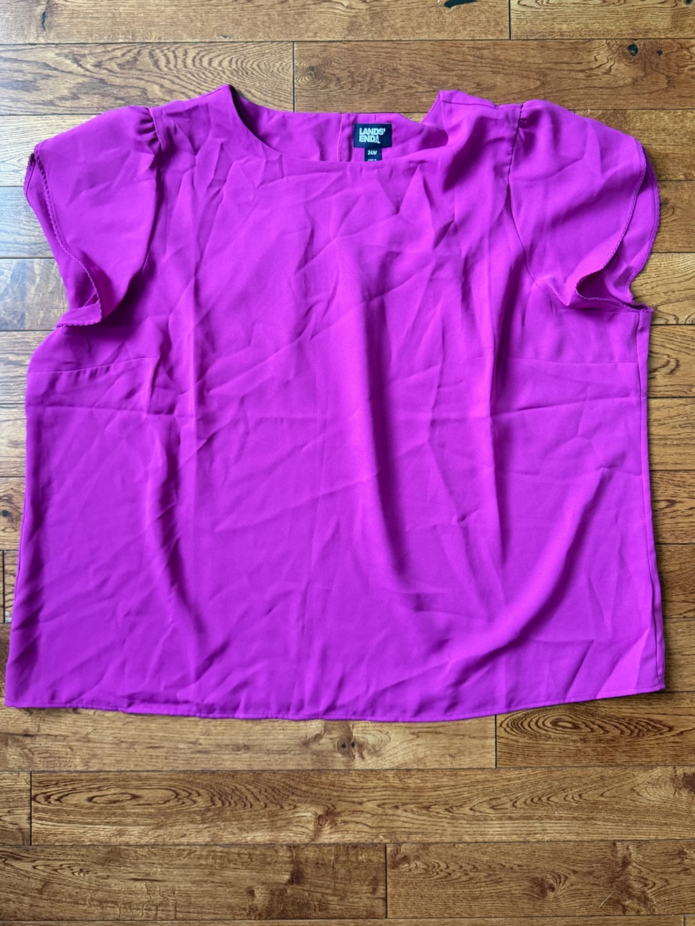 Lands' End Women's Short Sleeve Blouse - Fuchsia